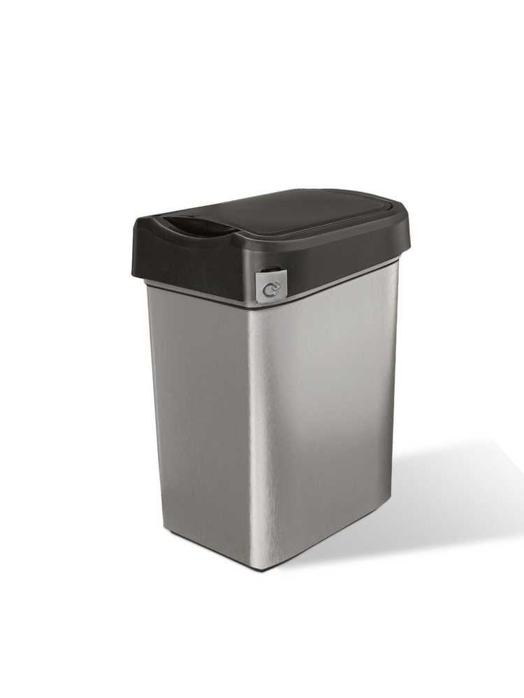 Ведро для мусора, контейнер для мусора 10 литров "Metal Bin" (Металл/Серый), Econova  #1
