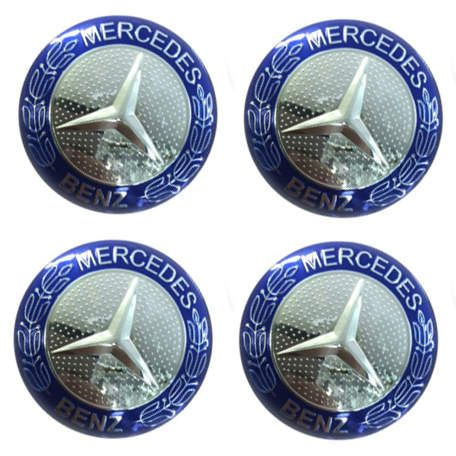 Наклейки на диски Mercedes-benz blue линза 60 мм 4 шт / Стикеры на колпачки дисков Мерседес синие из #1