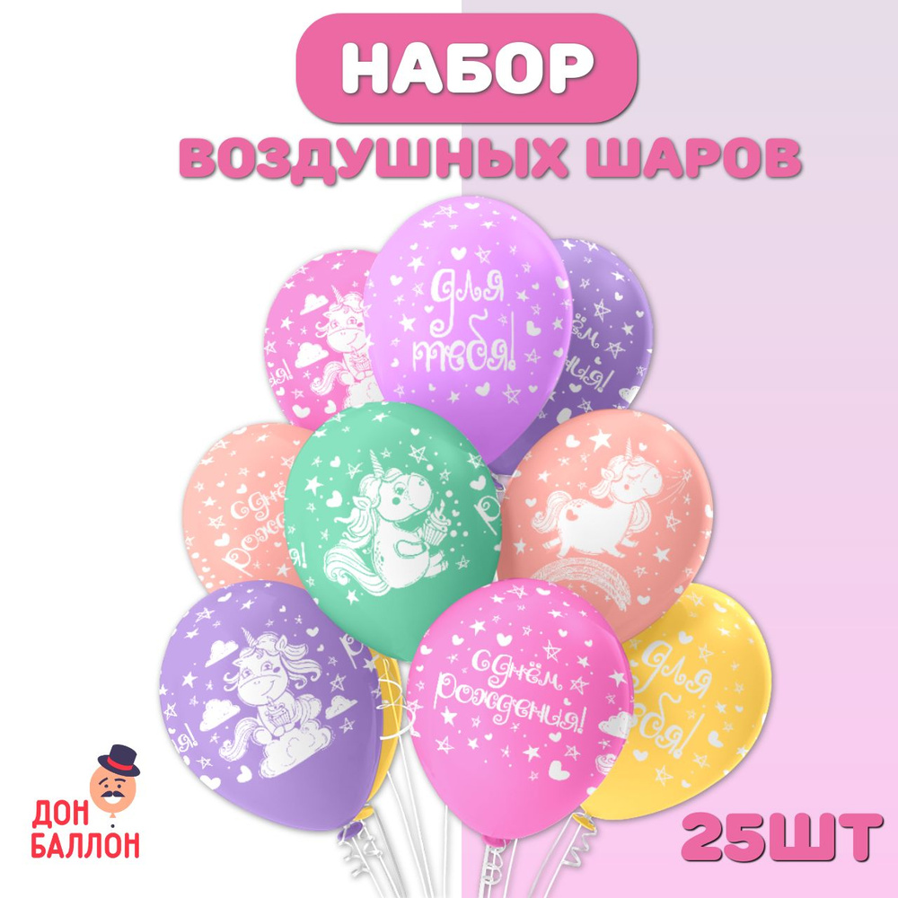 Воздушные шарики набор 25шт/ Шары воздушные с Днем Рождения  #1
