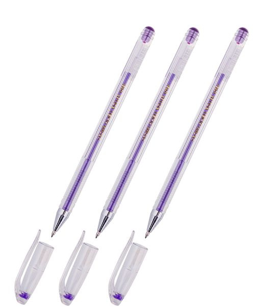Ручка гелевая Crown "Hi-Jell Metallic" фиолетовая металлик, 0,7мм, 3 шт.  #1