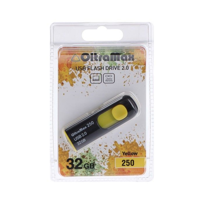Флешка OltraMax 250, 32 Гб, USB2.0, чт до 15 Мб/с, зап до 8 Мб/с, жёлтая  #1