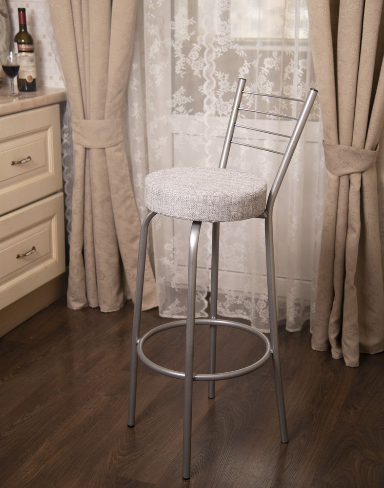 Барный стул со спинкой лофт мягкий, высокий, металлический / барные стулья для кухни  #1
