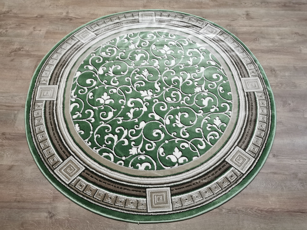 Витебские ковры Ковер VERSAL (Версаль) 2522-C4, зеленый с золотистым цветочным узором, в классическом #1