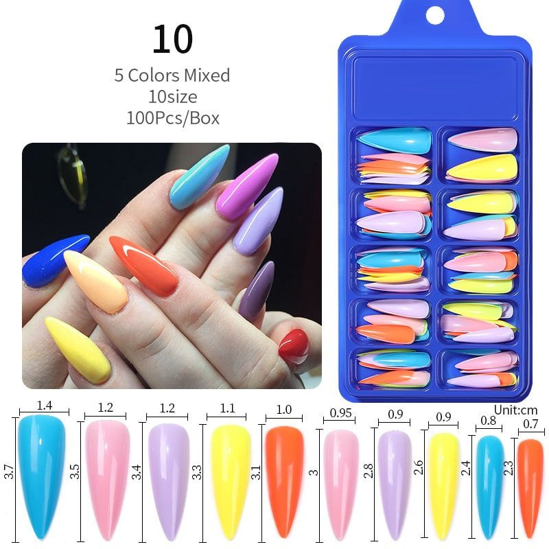 Born Pretty, Nail Tip Colorful - Гелевые типсы цветные для маникюра (накладные ногти), 100 шт  #1