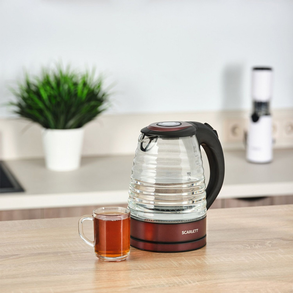 Scarlett Электрический чайник ОД-ОФМ-летняя-кухня-455449, коричневый  #1