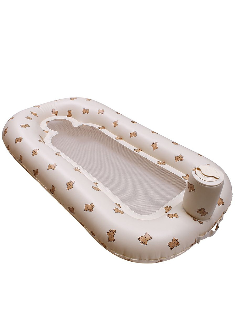 Детский матрасик надувной для купания кокон малыша Maksi kids бежевый  #1