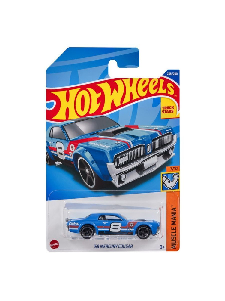 HCV59 Машинка металлическая игрушка Hot Wheels коллекционная модель 68 MERCURY COUGAR голубой  #1