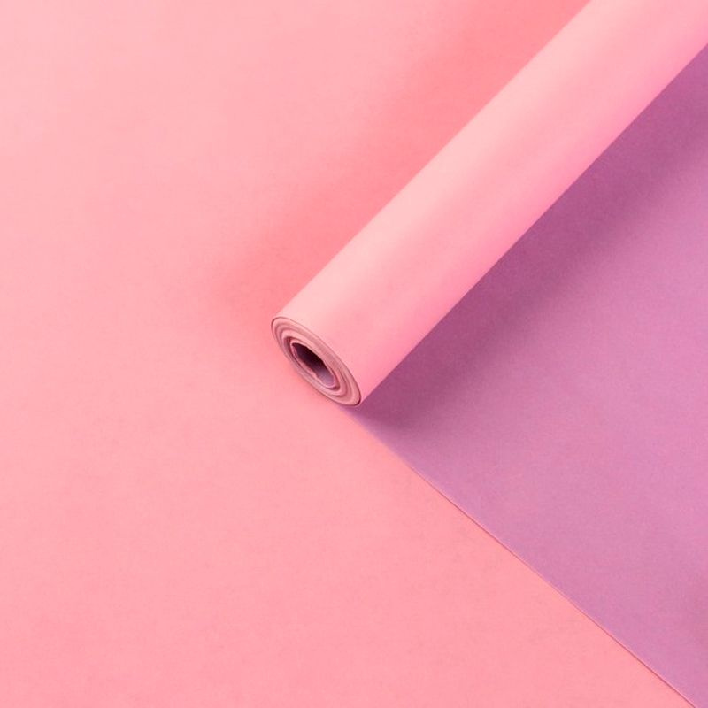 Крафт-бумага упаковочная беленая "Двухцветная Св. Розовый + Св. Сиреневый" / рулон 1 шт. / 10*0,72 м #1
