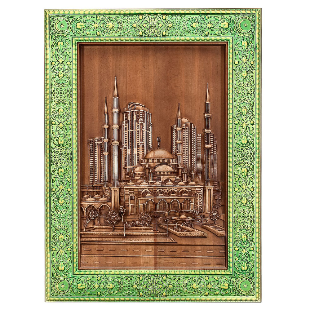 Панно из дерева "Мечеть - Сердце Чечни" 86х63 см #1
