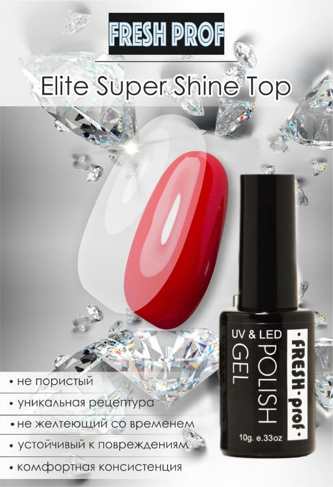 ТОП для ногтей прозрачный Elit Super Shine TOP от Fresh Prof 10 гр #1