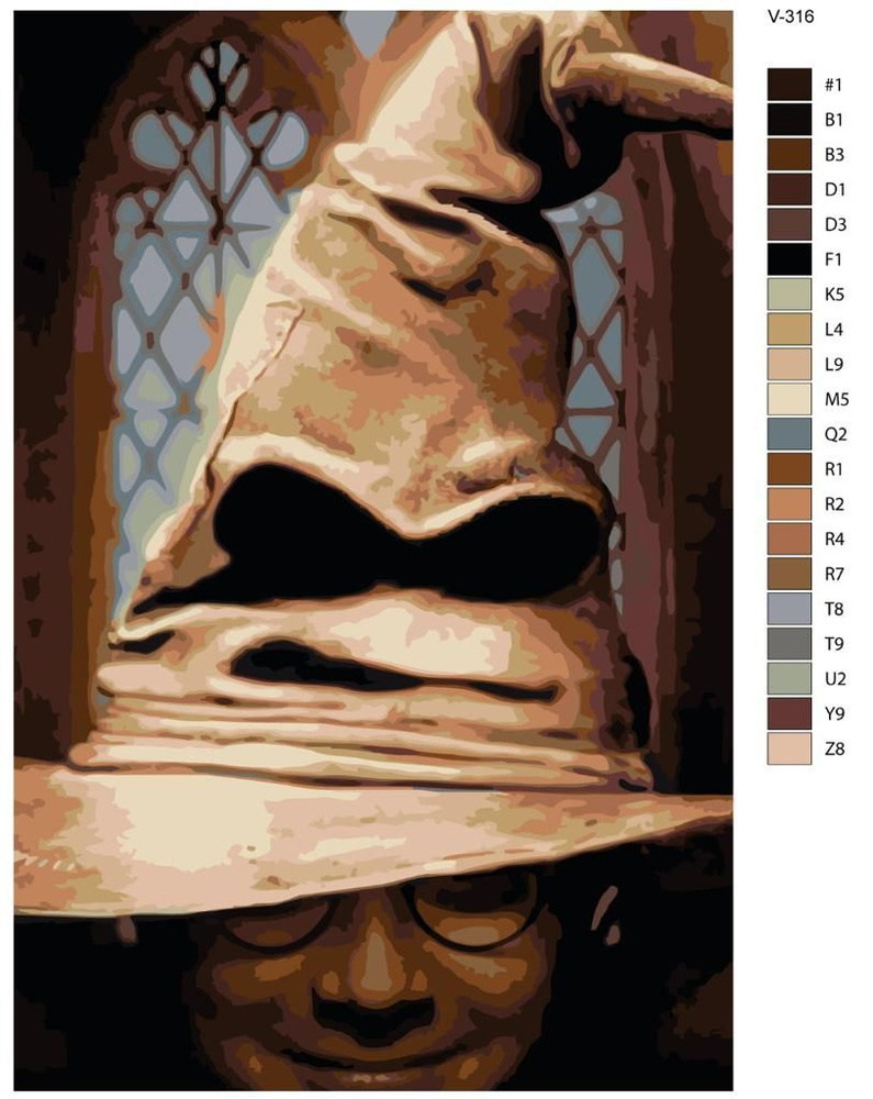 Картина по номерам V-316 "Гарри Поттер (Harry Potter). Распределяющая шляпа", 80x120 см  #1