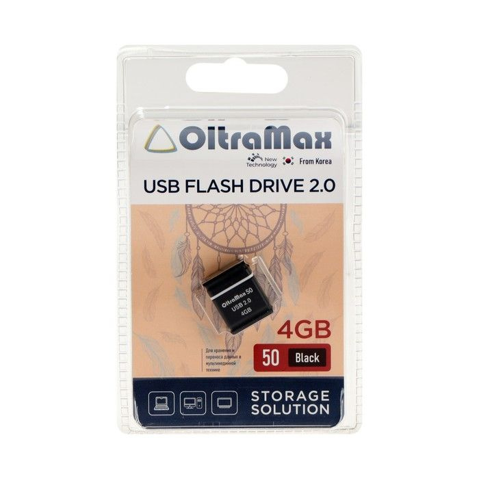 Флешка OltraMax 50, 4 Гб, USB2.0, чт до 15 Мб/с, зап до 8 Мб/с, чёрная #1