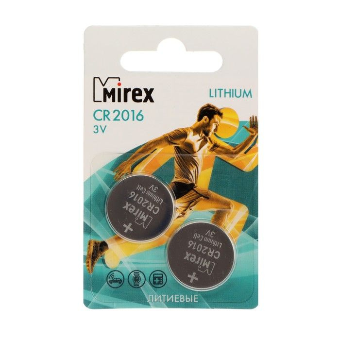 Батарейка литиевая Mirex, CR2016-2BL, 3В, блистер, 2 шт. #1