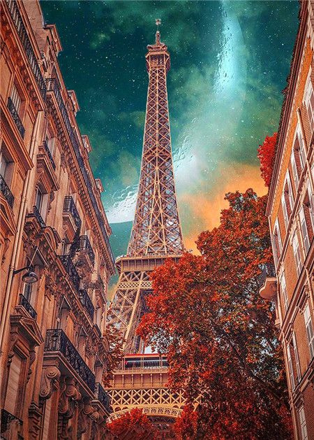 Алмазная мозаика со стразами Эйфелева башня/Выкладка полная/Размер ...