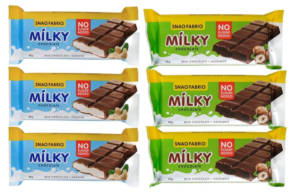 Молочный шоколад Snaq Fabriq Milky без сахара ассорти: с молочно ...