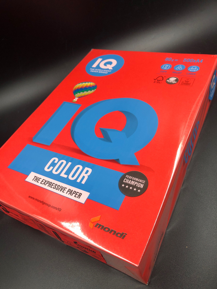 Бумага цветная IQ COLOR - А4, 80г CO44 кораллово-красная, Intensive, 500л., для всех видов принтеров #1