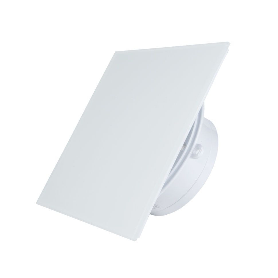 Тонкий бесшумный, вытяжной вентилятор для ванной Mmotors ММР 100 стекло прямой белый матовый  #1
