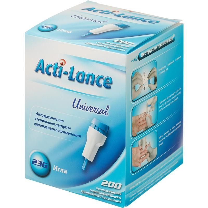 Ланцеты Acti-lance Universal 23G, глубина прокола 1,8 мм, 200 шт./упак (синие)  #1