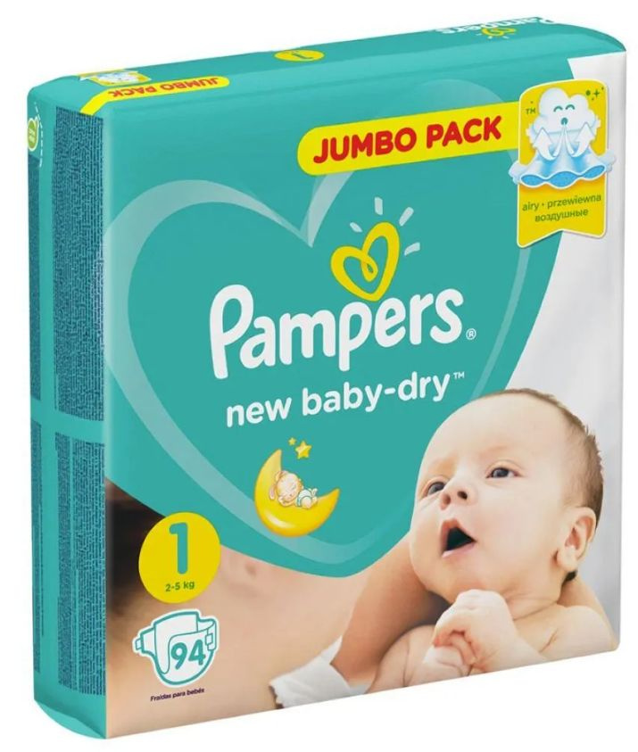 Pampers Подгузники, New Baby-Dry, 2-5 кг, 94 шт #1