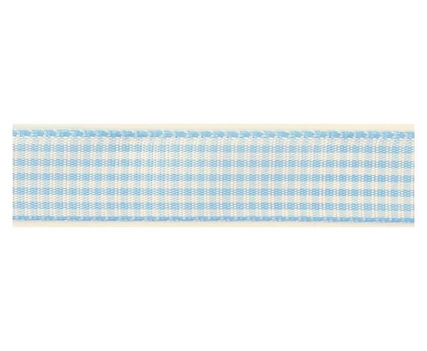 Декоративная лента с рисунком - клетка, 15 мм, 25 м, голубая, 1 упаковка  #1