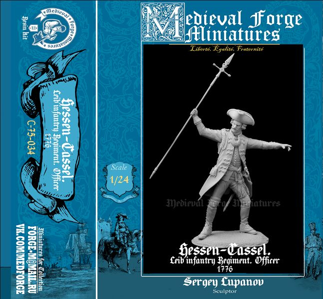 Medieval Forge Miniatures C-75-034 Фигура Hessen-Cassel. Leib infantry Regiment. Officer 1776 #1