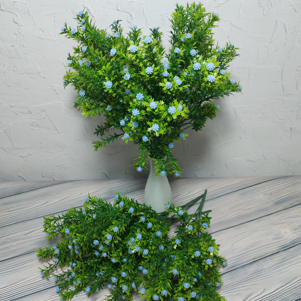 Искусственные цветы гипсофила голубая 3 шт. / Букеты для декора и украшения интерьера  #1