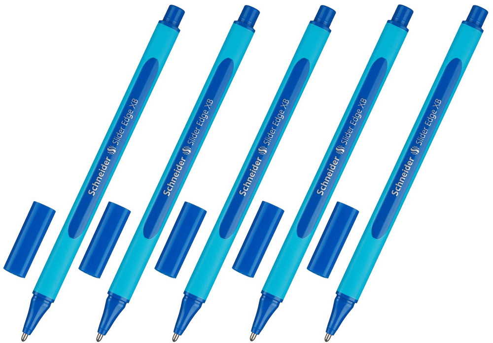 Ручка Schneider "Slider Edge XB" шариковая, синяя, 1.4мм, трехгранная, одноразовая, 5 шт.  #1