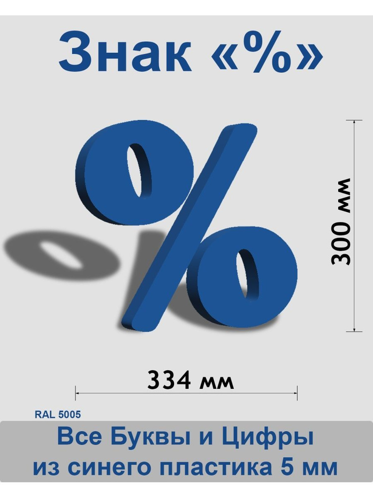 Знак % синий пластик шрифт Cooper 300 мм #1