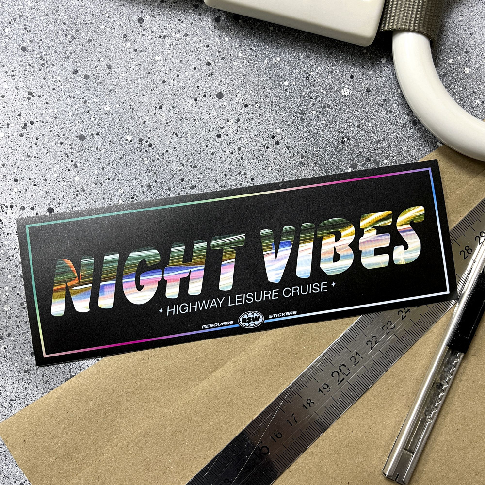 Наклейки на авто, слэп стикер Night vibes 19x6.5 #1