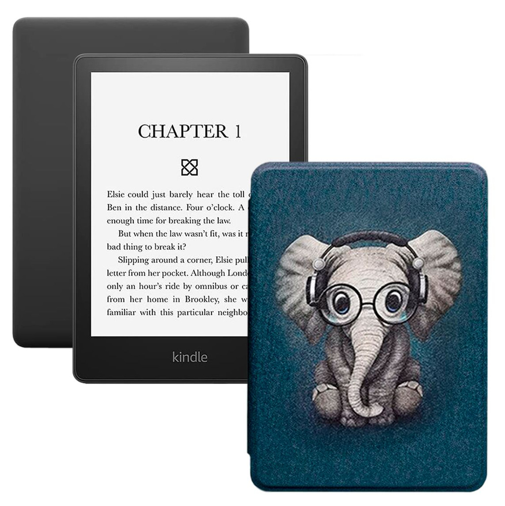 Amazon Kindle 6.8" Электронная книга PaperWhite 2021 16Gb SO + обложка, серый, темно-синий  #1