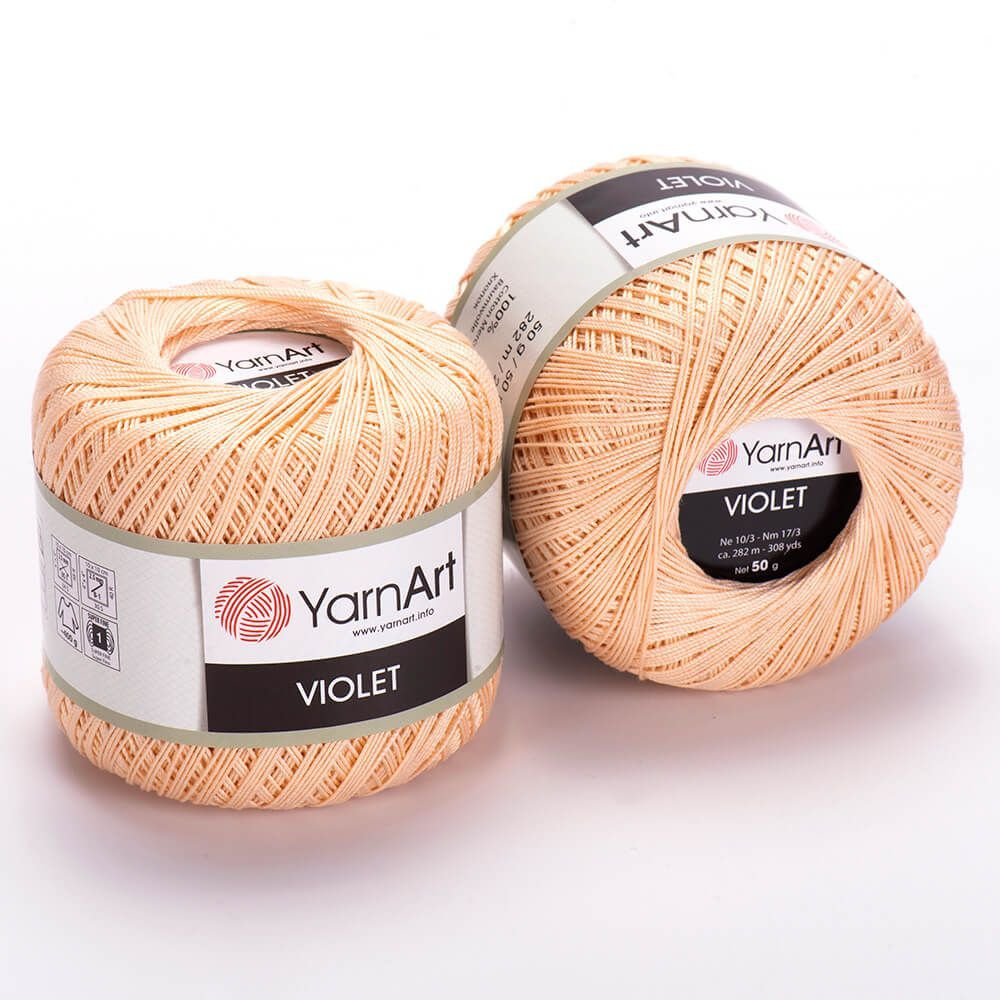 Пряжа YarnArt Violet - 3мотка(5303-св.персик) 50г/282м, мерсеризованный хлопок 100%. ЯрнАрт Виолет  #1