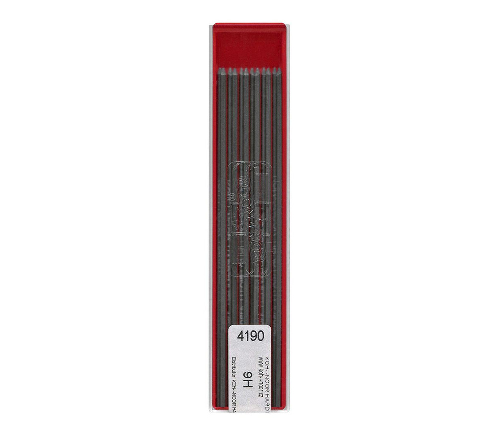 Стержни для механических карандашей KOH-I-NOOR 4190 2.0 мм 9H чернографитные 12 шт. в футляре  #1
