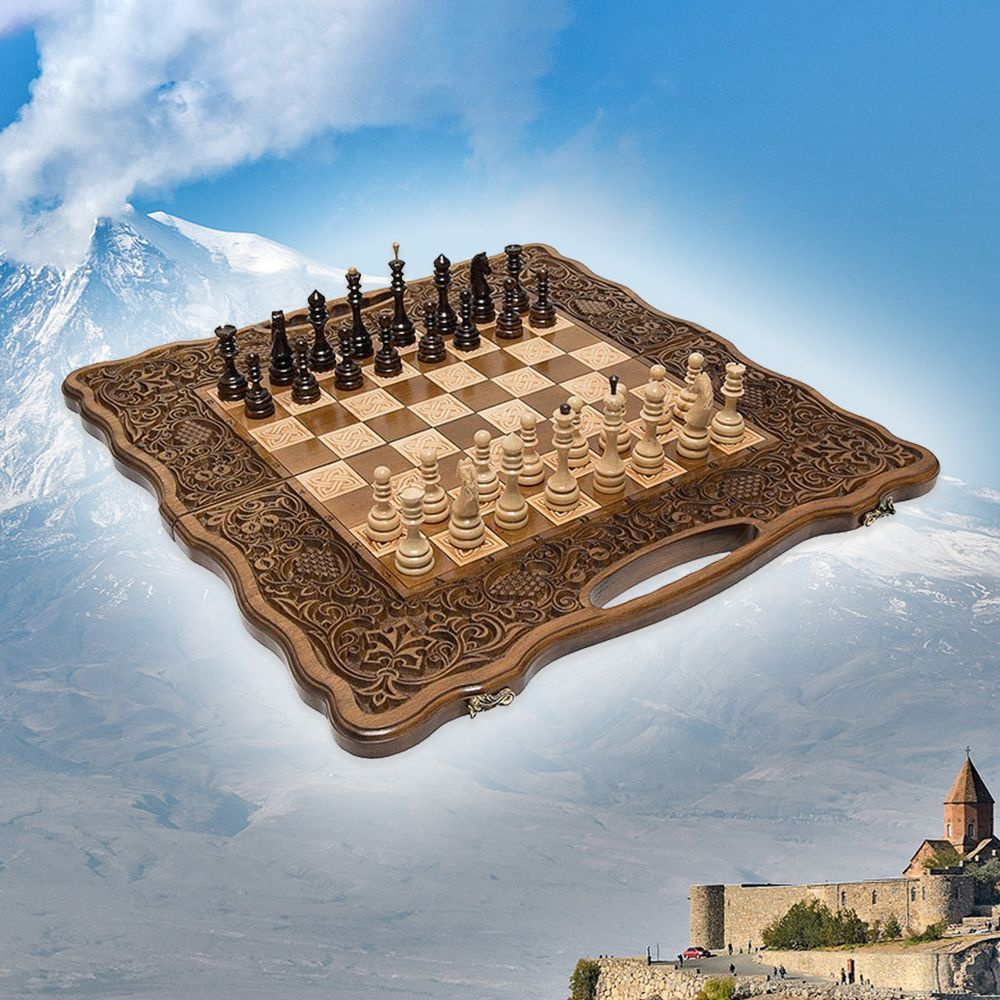 Нарды и шахматы резные Вардени 61 х 62 см бук Армения #1