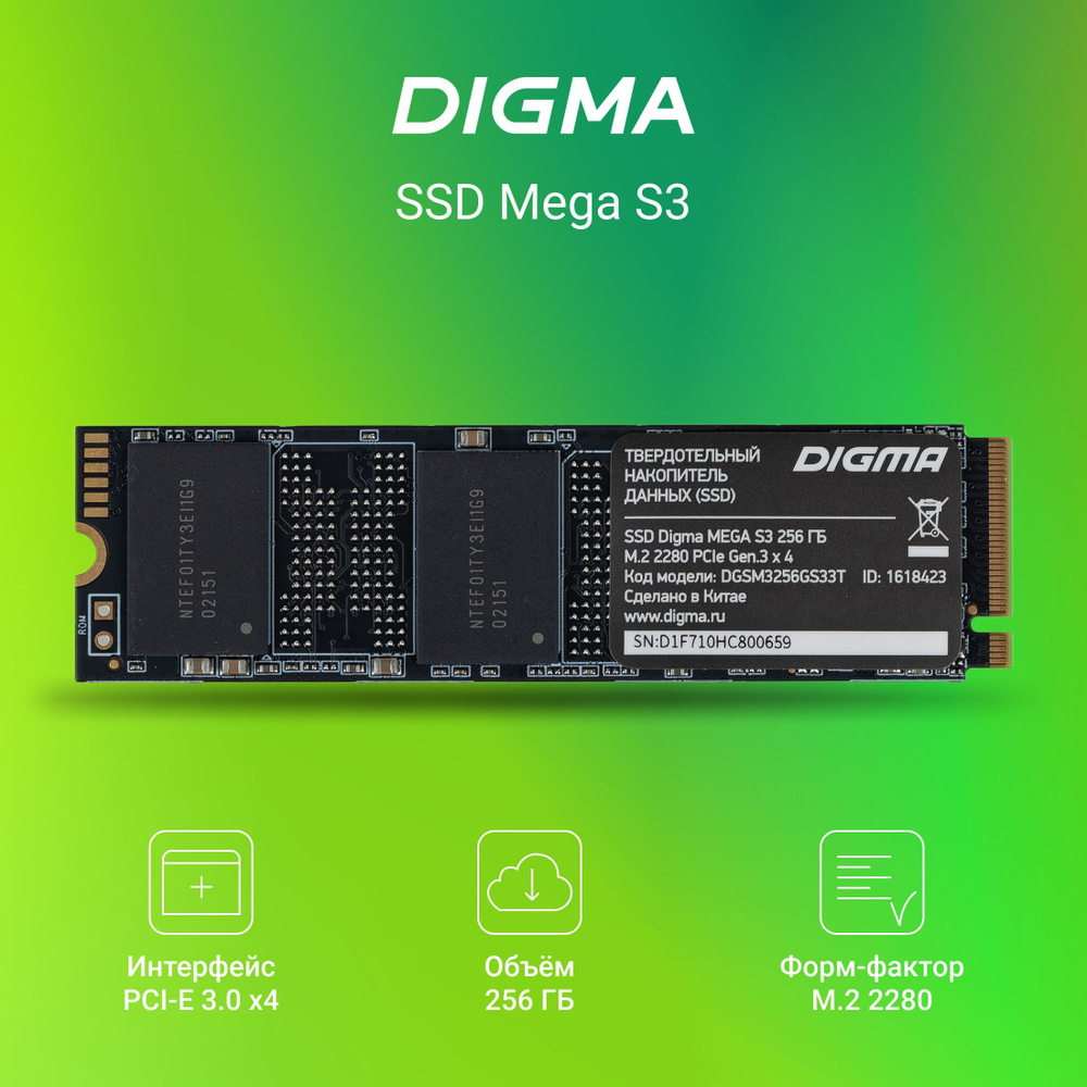 Digma 256 ГБ Внутренний SSD-диск MEGA S3 (мега с3) (DGSM3256GS33T)