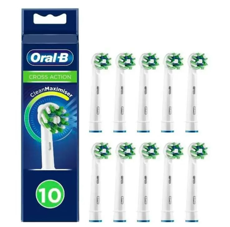 Оригинальные насадки для электрической зубной щетки Oral-B Cross Action CleanMaximiser White, 10 шт., #1