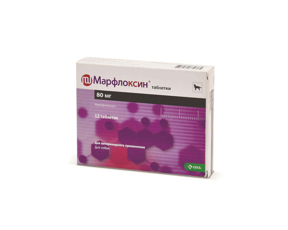 KRKA Марфлоксин таблетки для собак крупных пород, вкус мяса, 80 мг, 12 ...