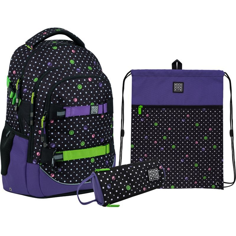 Школьный набор Wonder Kite Smile (рюкзак + пенал + мешок для обуви)  #1