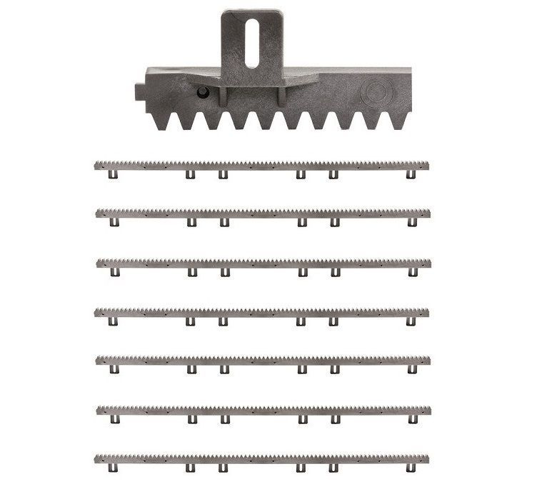 Усиленная нейлоновая зубчатая рейка (7шт) с металлическим сердечником для откатных ворот, 6 верхних креплений. #1