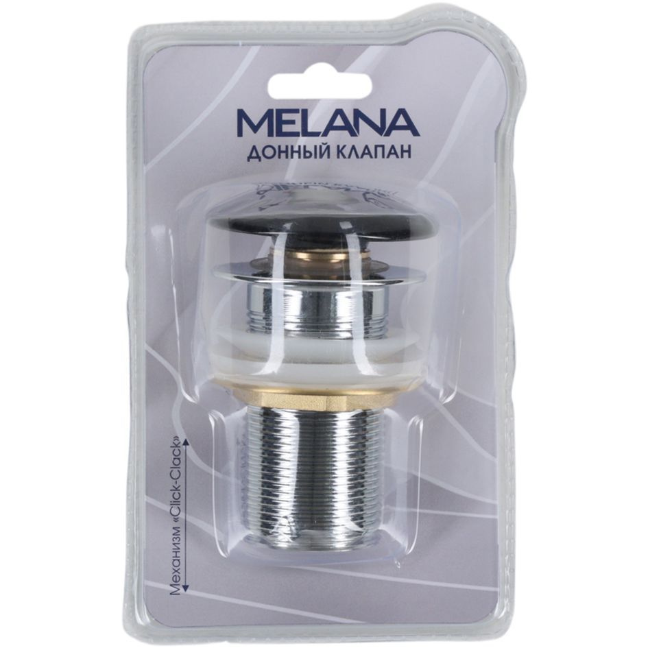 Донный клапан без перелива (матовый черный) Melana MLN-330300MB в блистере  #1
