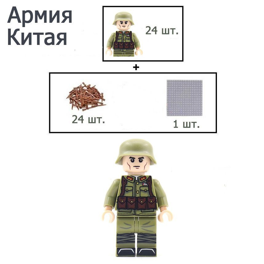 Армия Китая 8. Фигурки солдатиков с оружием времен ВОВ, конструктор для мальчиков.  #1