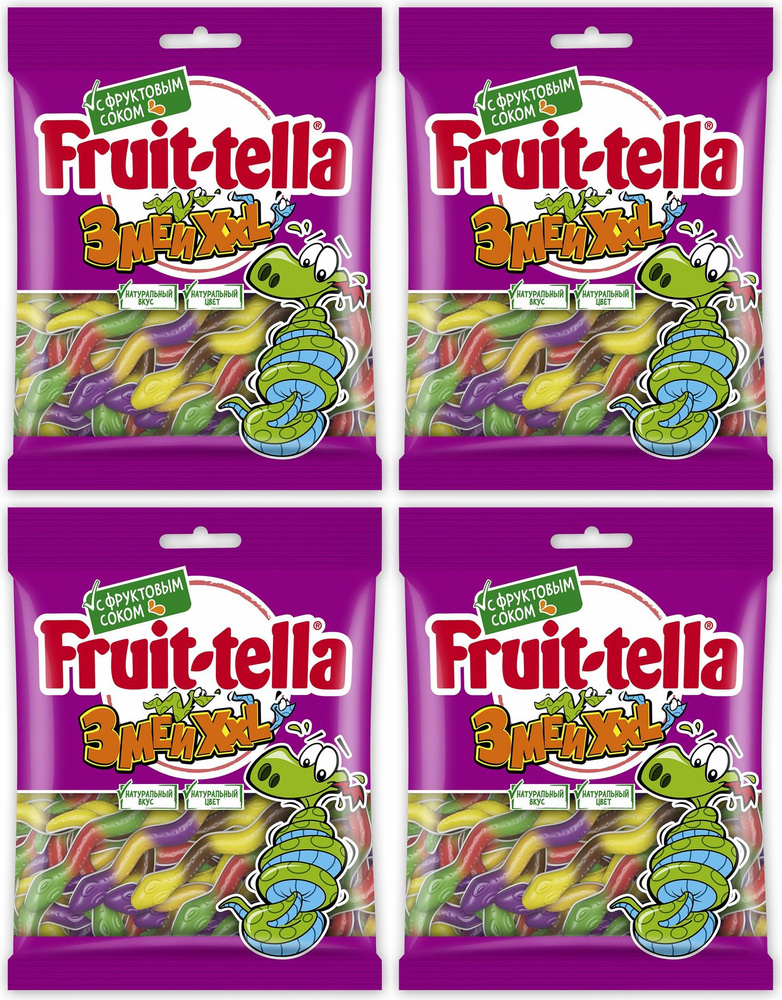 Мармелад Fruittella Змеи XXL жевательный, комплект: 4 упаковки по 70 г  #1