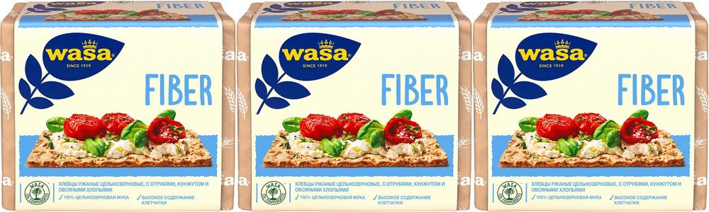 Хлебцы ржаные Wasa Fiber цельнозерновые с пшеничными отрубями кунжутом и овсяными хлопьями, комплект: #1