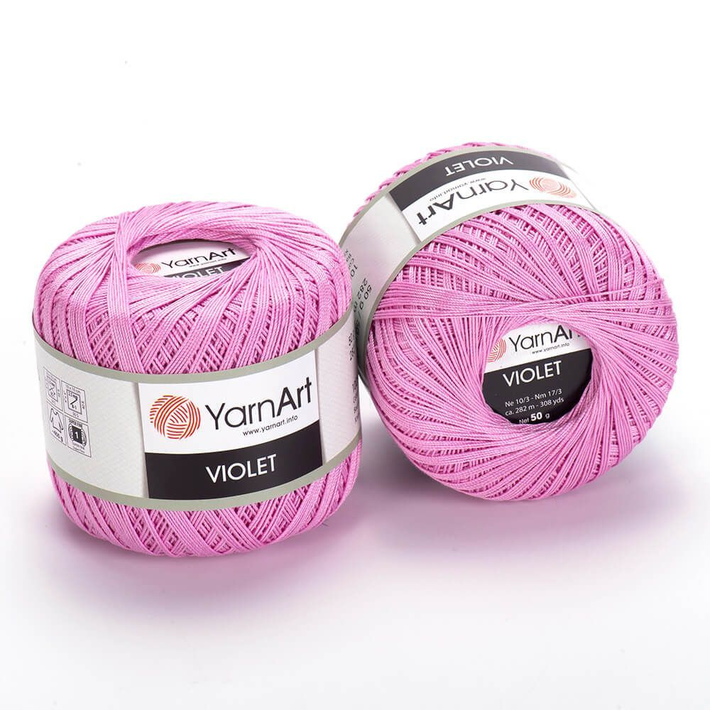 Пряжа YarnArt Violet - 3мотка( 0319-розово-сиреневый) 50г/282м, мерсеризованный хлопок 100%. ЯрнАрт Виолет #1