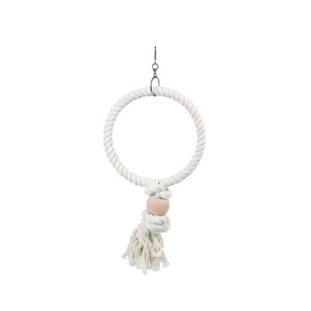 Верёвочное кольцо с шаром для попугаев, 23 см, белое, Flamingo FL108650  #1