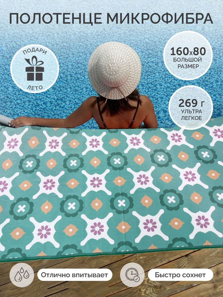 Пляжное полотенце из микрофибры быстросохнущее 160x80 #1