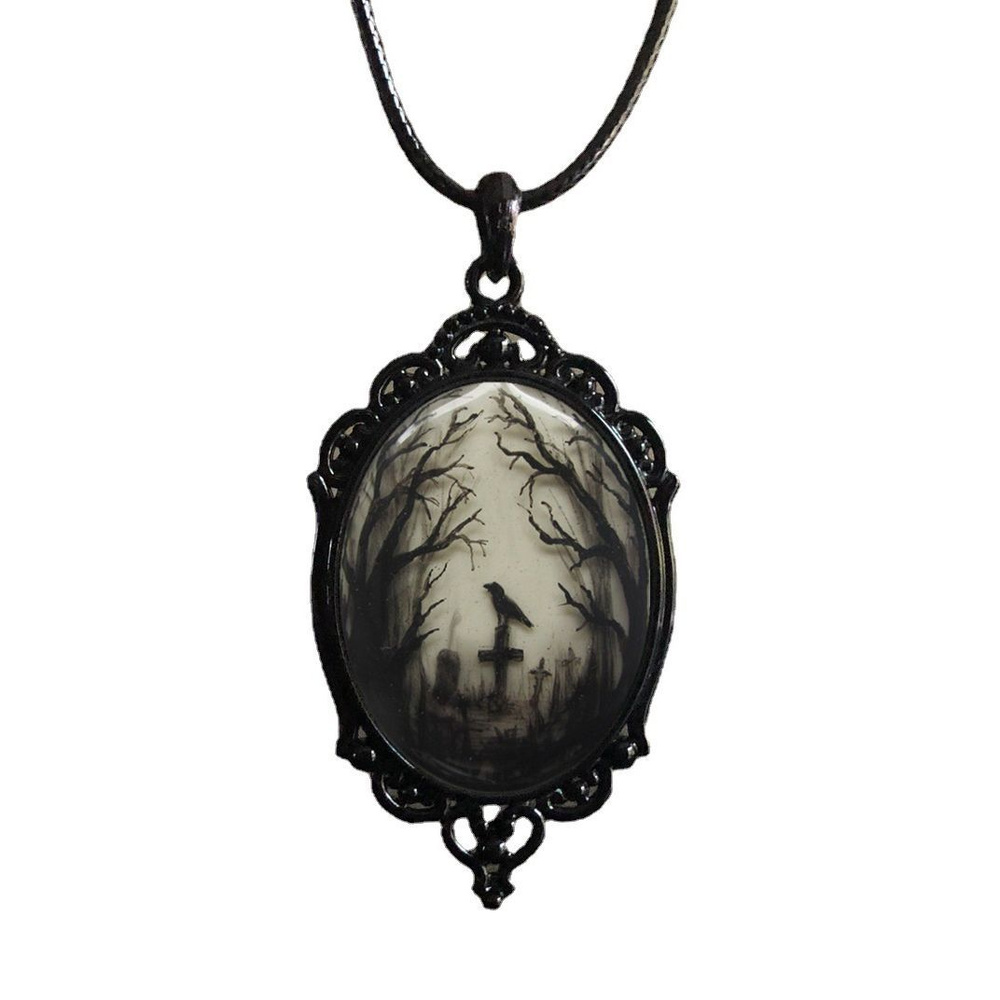 Медальон на шнурке в готическом стиле "Ворон" на Хэллоуин, маскарад, вечеринку, косплей  #1