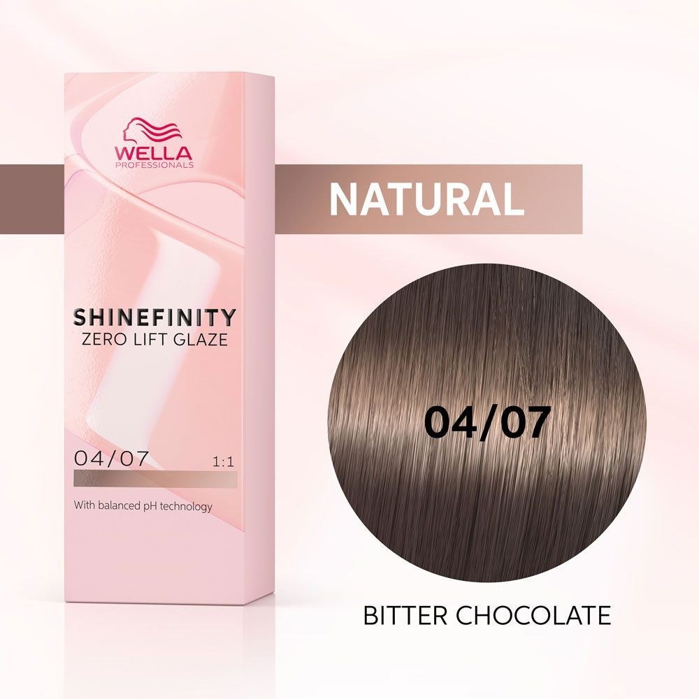 Wella Professionals Гель-крем краска для волос Shinefinity, 04/07 Горький Шоколад, 60 мл  #1