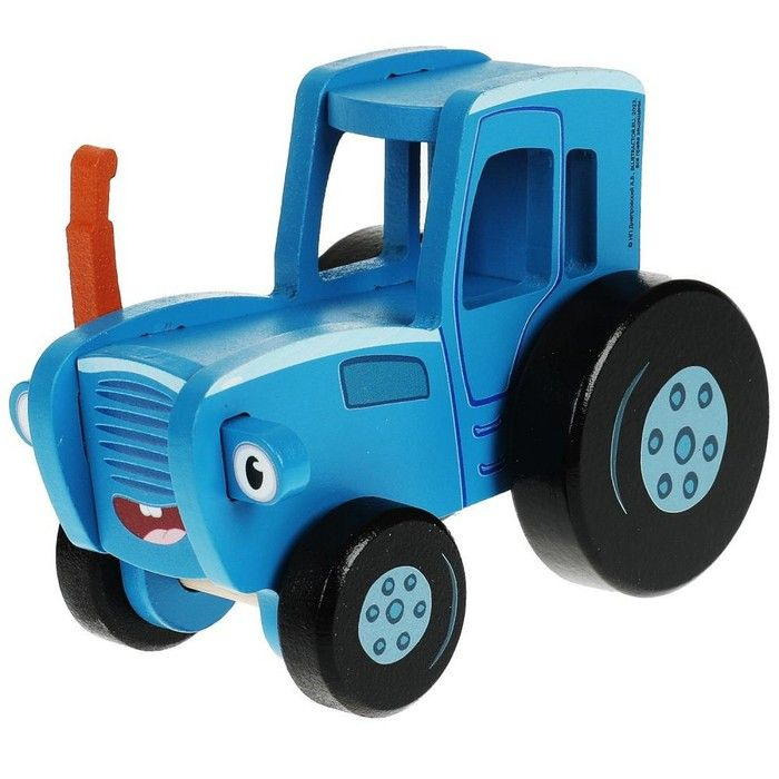 Игрушка деревянная "Объёмная каталка. Синий трактор" 12 см  #1