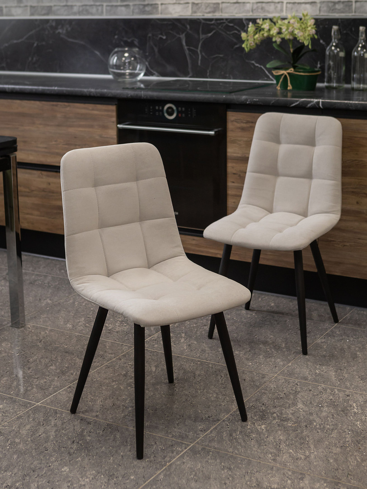 Мягкие стулья Тедди для кухни и комнаты со спинкой / 4 шт, светло-серый  #1