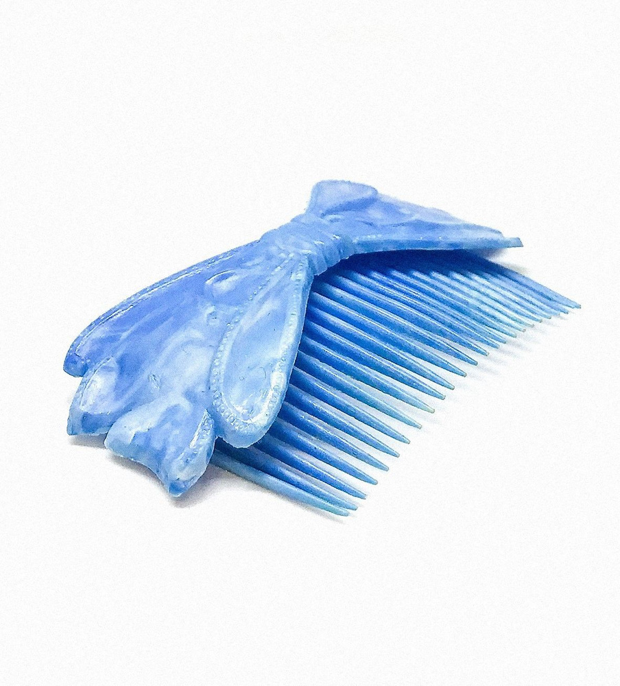 Винтажная пластиковая голубая заколка гребень для волос бант  #1